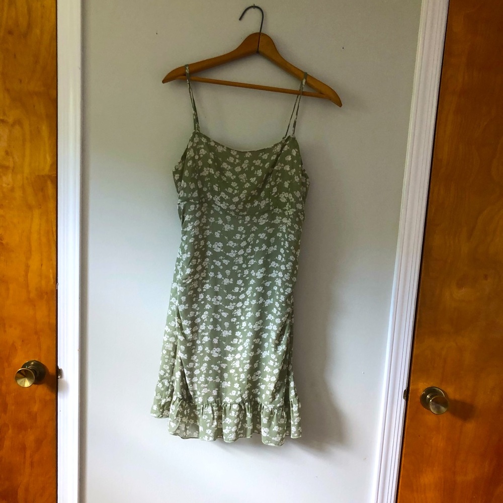 Nasty Gal Green Floral Minidress, Size 4